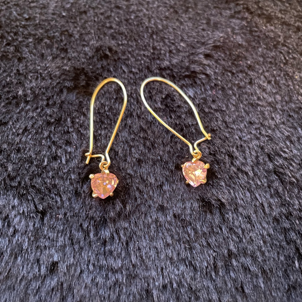 Y2K Drop Earrings with Pink Heart Charm